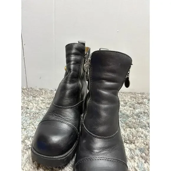 Double H Boots Womens 9 Combat Double Zip Chunky Biker Motorcycle Goth Edgy - Picture 6 of 10